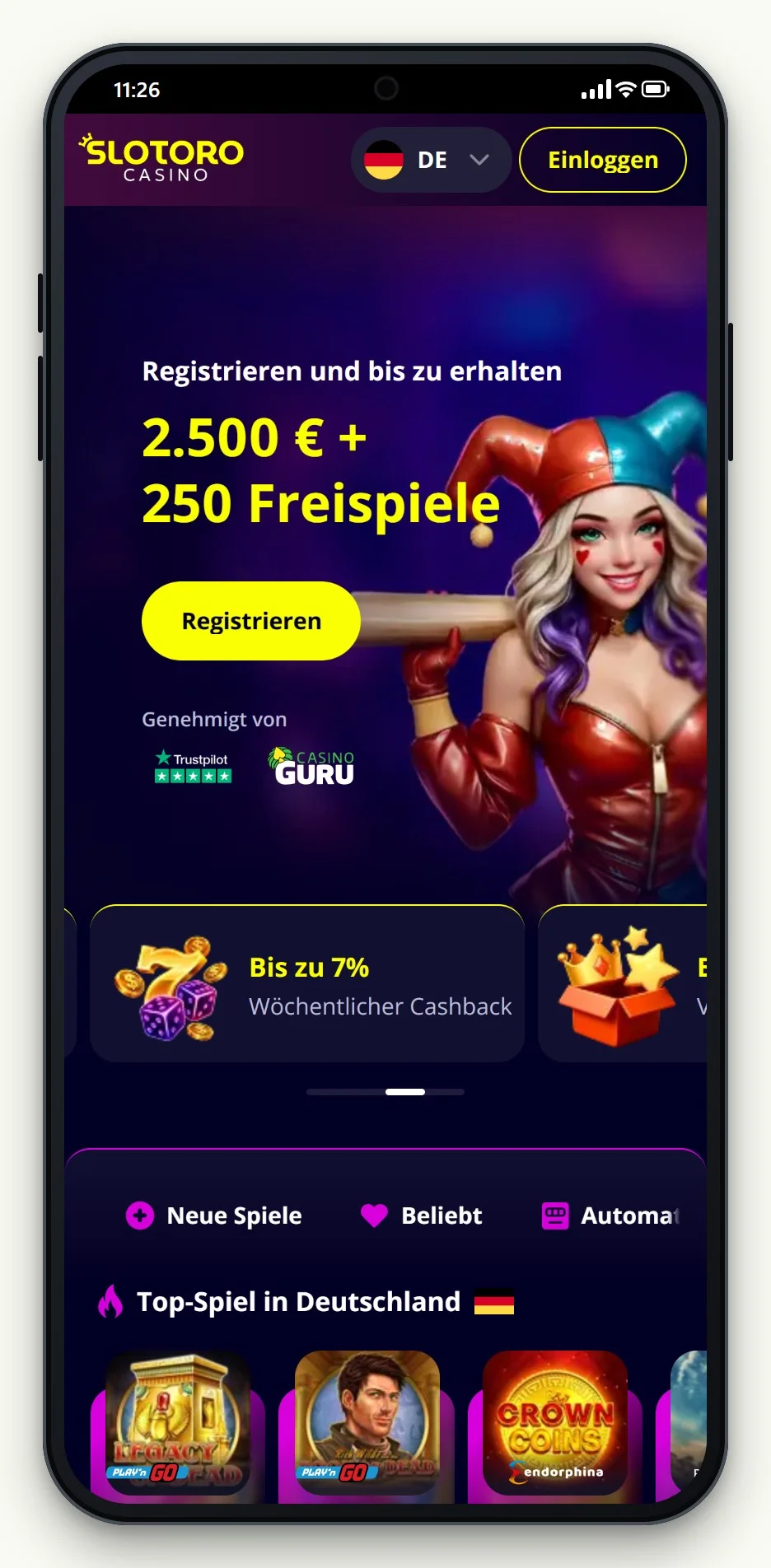casino muchbetter schweiz: Startseite von Slotoro
