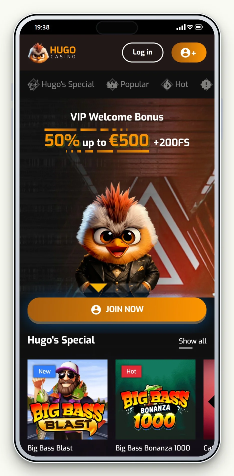 online casino MuchBetter: úvodní stránka Hugo Casino