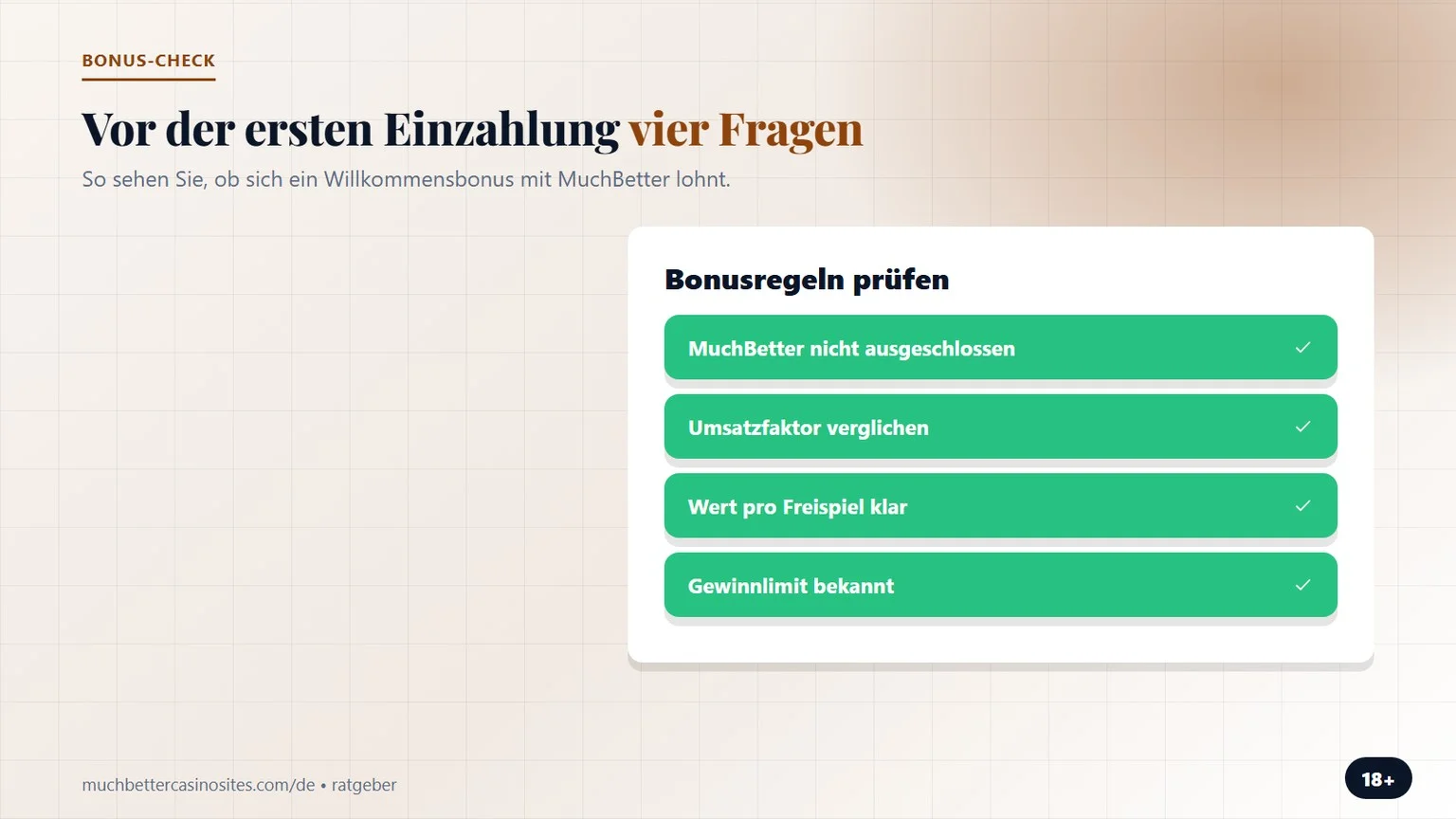 MuchBetter Casino Bonus: vier Punkte vor der Einzahlung
