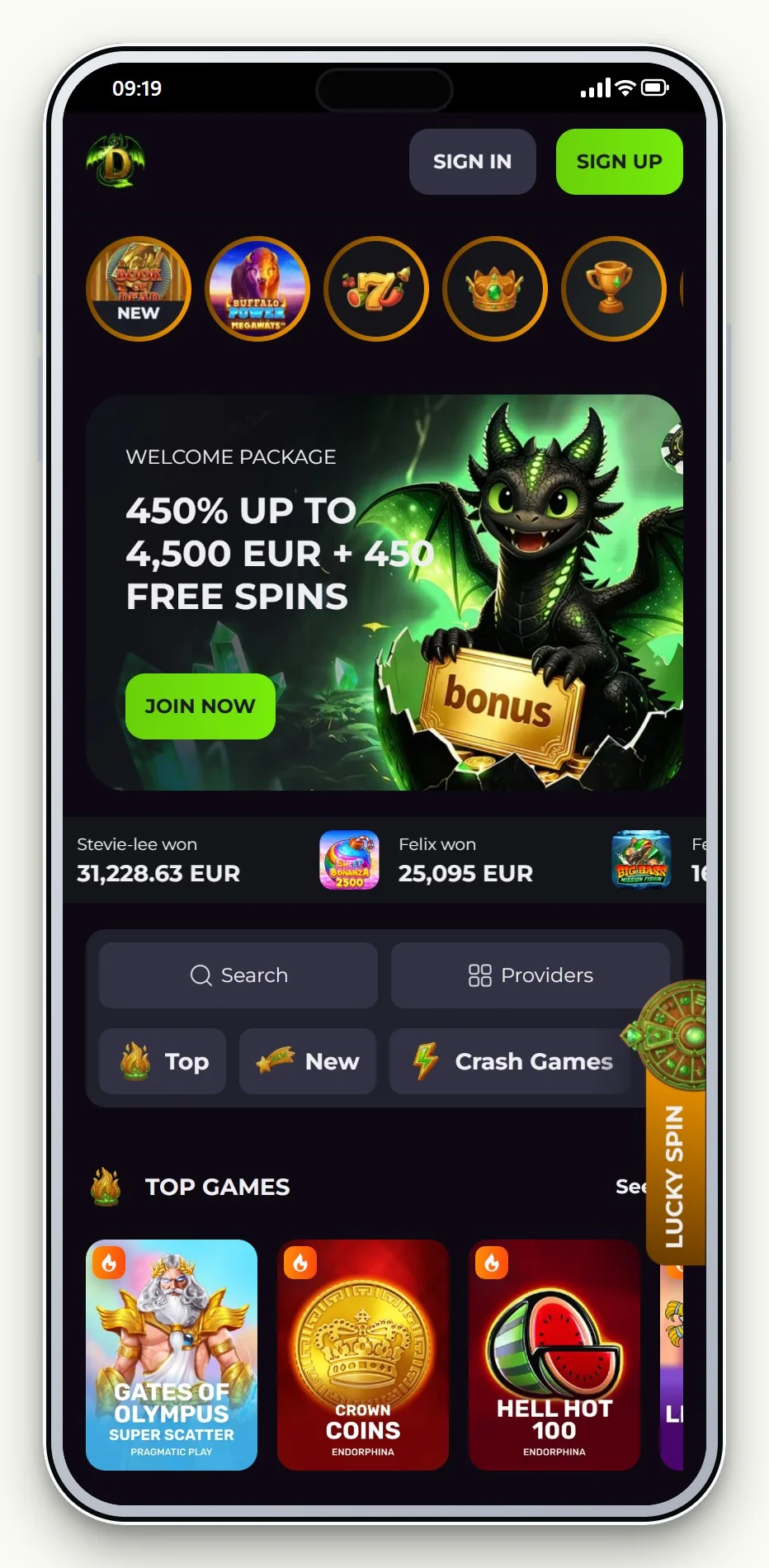 danske MuchBetter casinoer: forsiden på casinoet Drakaris
