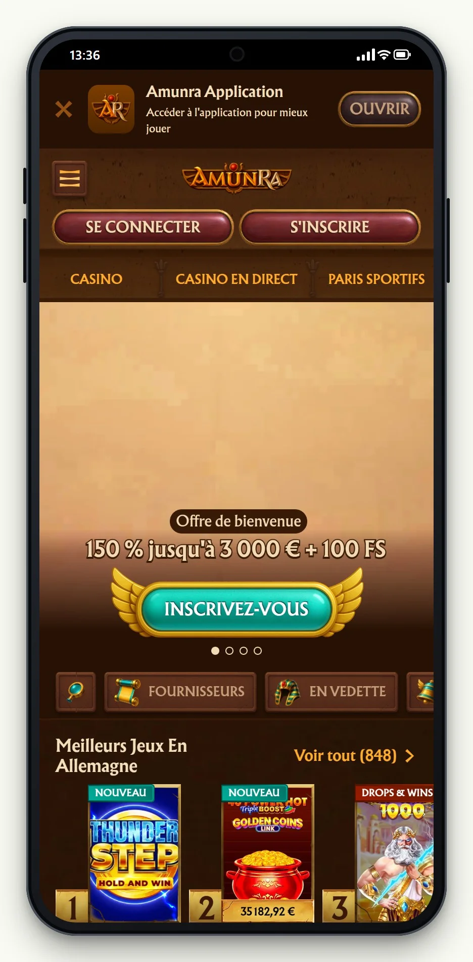 muchbetter casino: la page d'accueil du casino AmunRa