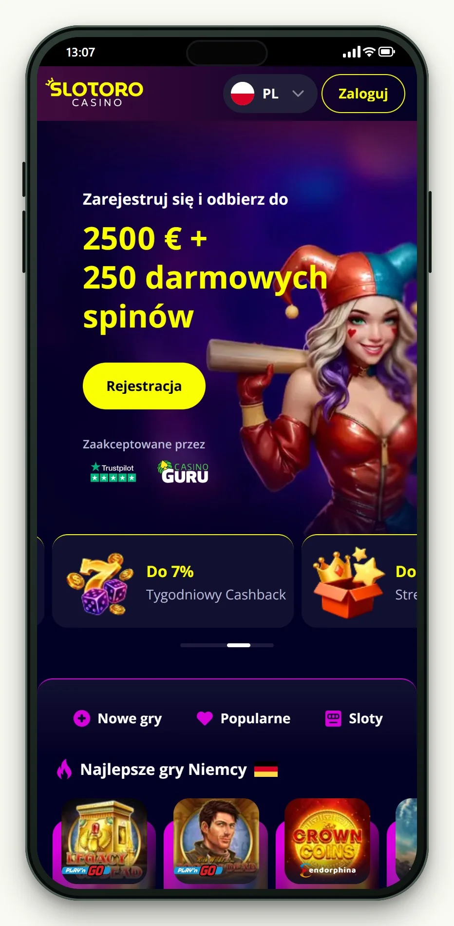 kasyna z MuchBetter: strona główna kasyna Slotoro