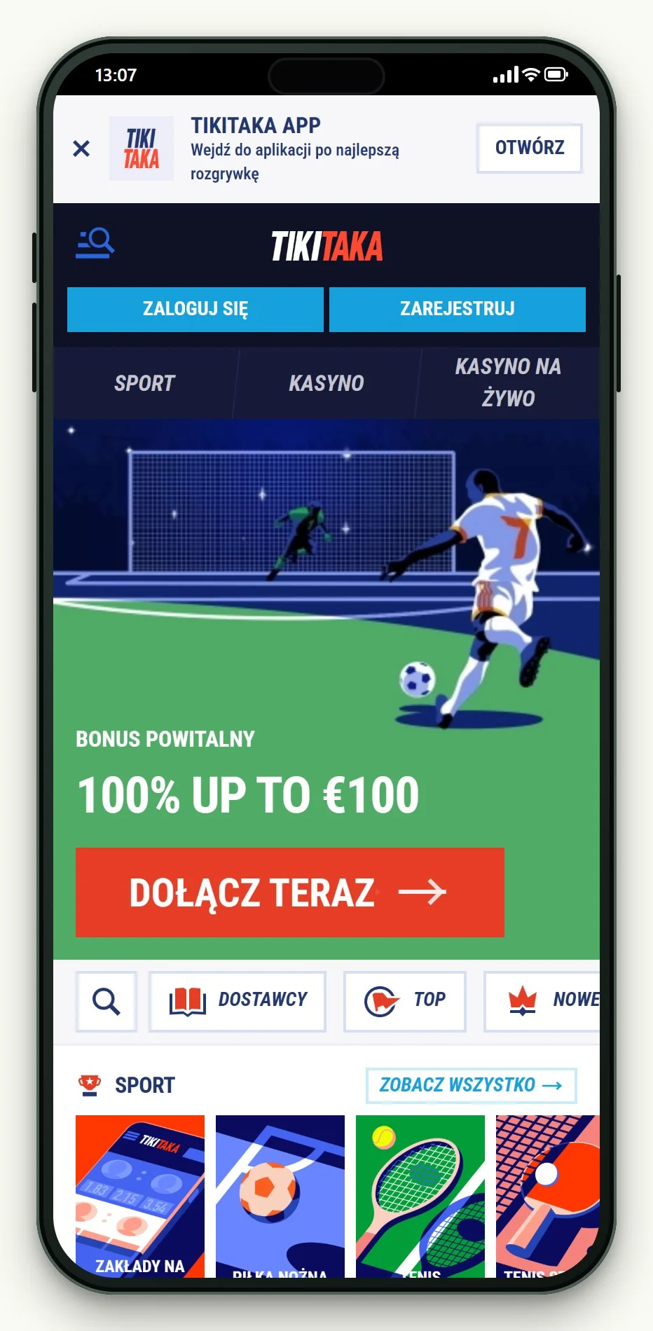 kasyna MuchBetter: ekran startowy TikiTaka