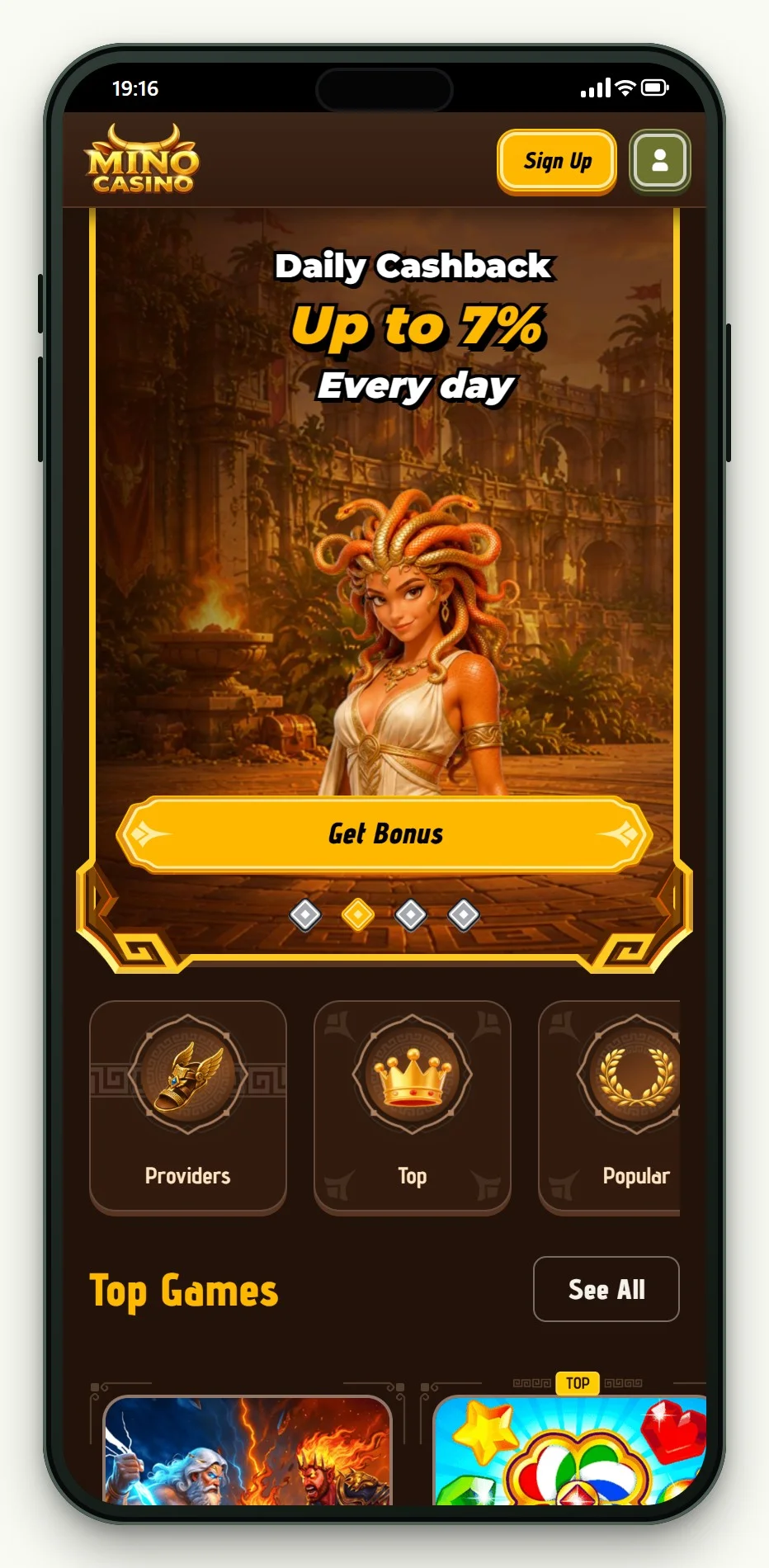MuchBetter casino: the Mino Casino homepage