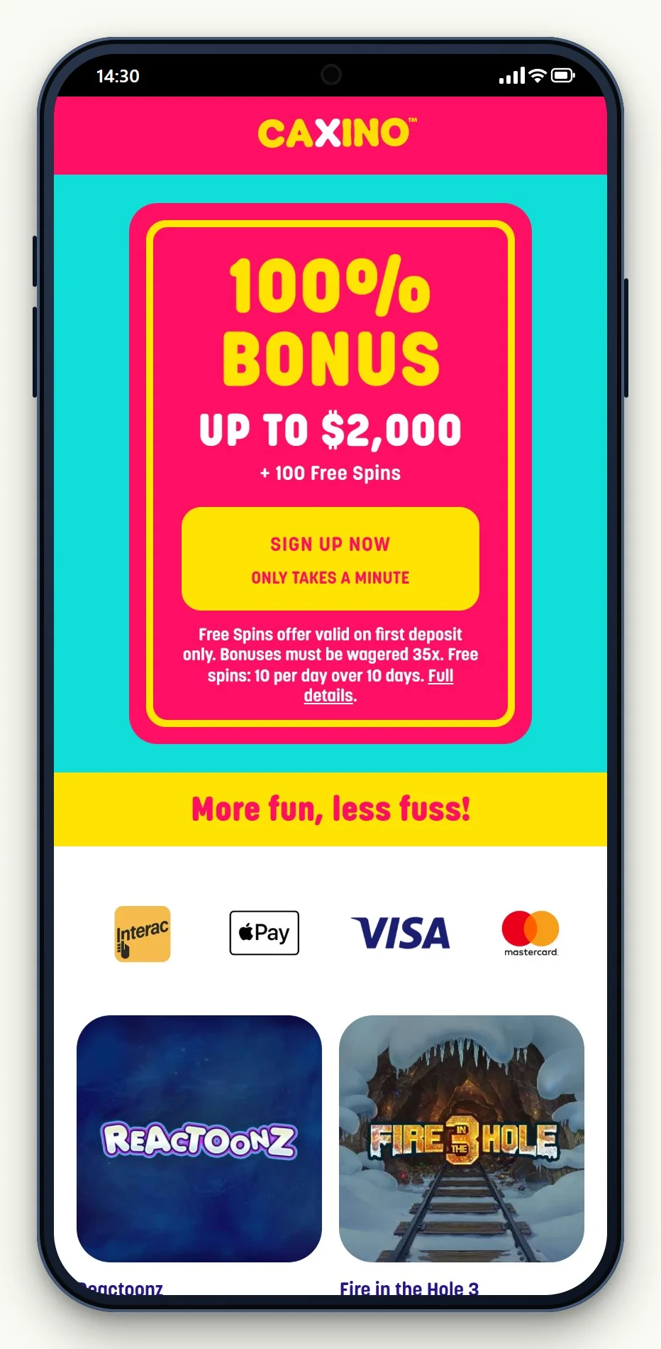 casinos that accept MuchBetter: the Caxino homepage